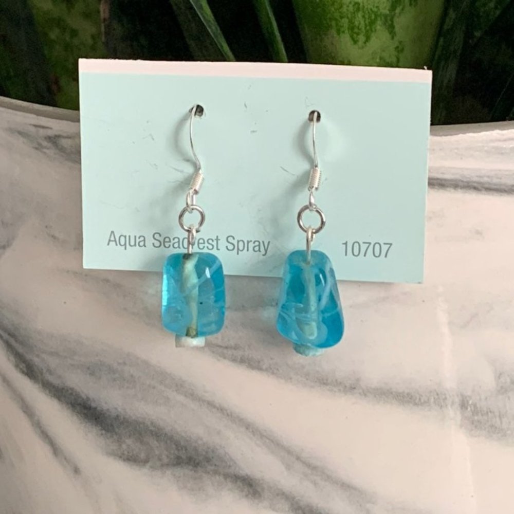Turquoise colored glass earrings